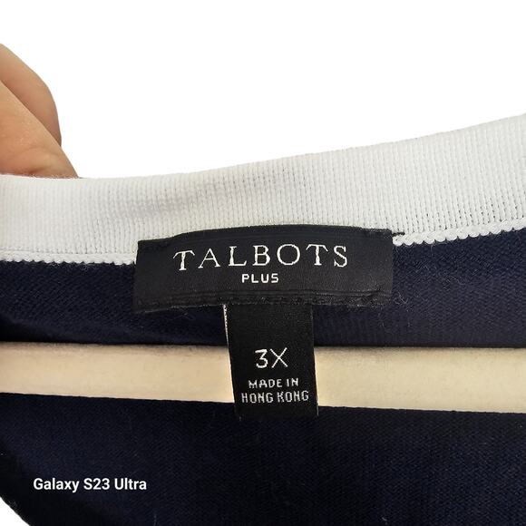 Talbots Sweater Knit Sweater Women 3X Navy Sleeveless Sweater Women Palm Tree - Picture 5 of 7